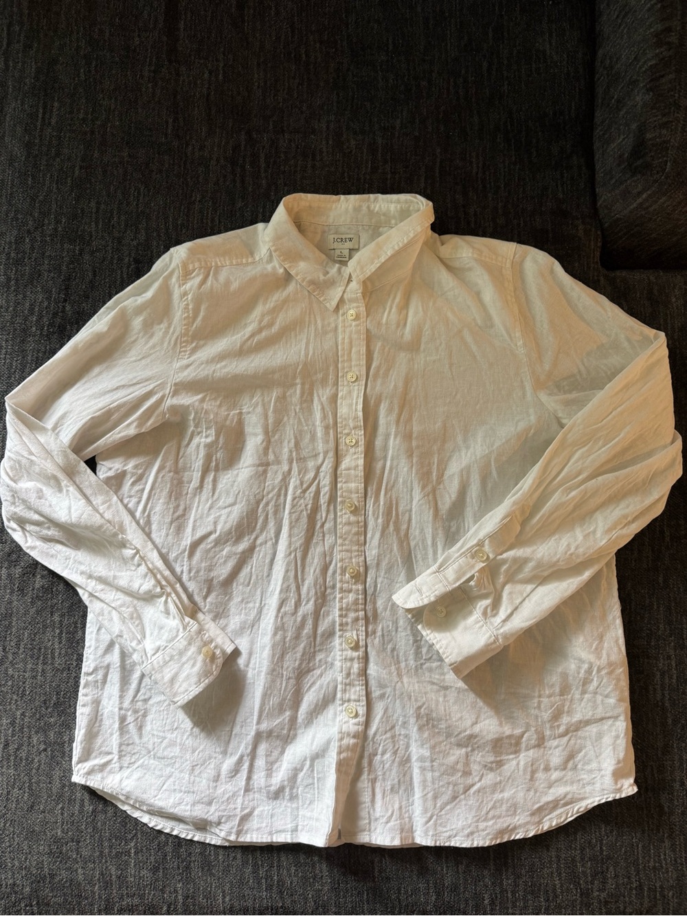 J. Crew White Long-Sleeve Button-Down Shirt